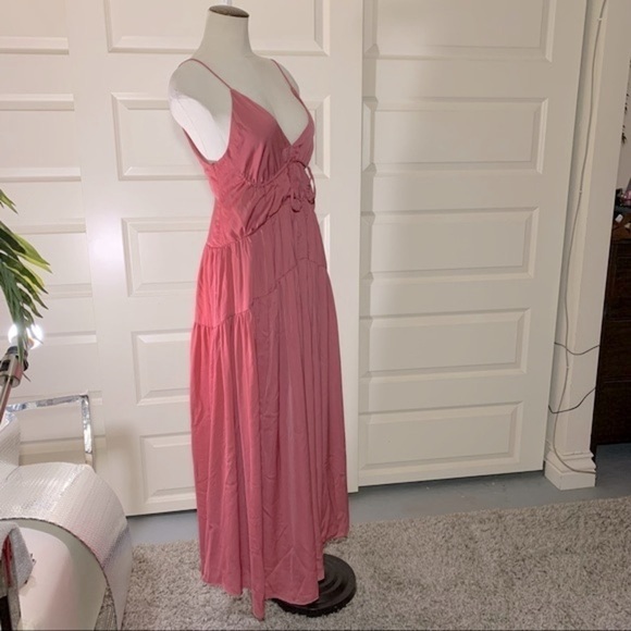 ZARA Maxi Dress Pink Sz XS/S Ruffle V Neck Stappy Feminine Chic Boho Cowgirl - Picture 7 of 14